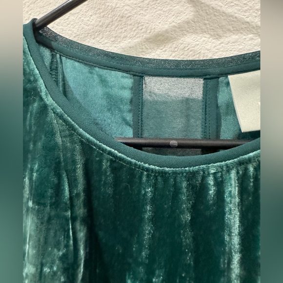 Anthropologie Maeve Green Gem Velvet Oversized Short Sleeve Blouse Top Size S - Picture 5 of 14